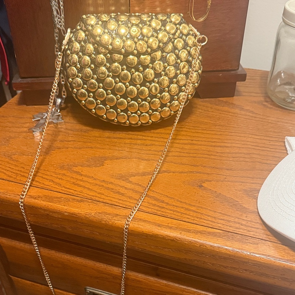Elegant Gold Studded Crossbody Bag